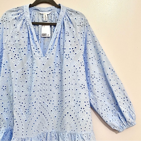 NWT H&M Powder Light Blue Tunic Dress w/ Eyelet Embroidery SOLD OUT ONLINE - Picture 5 of 16